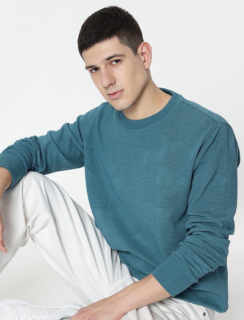 Cotton Rich Textured Sweatshirt