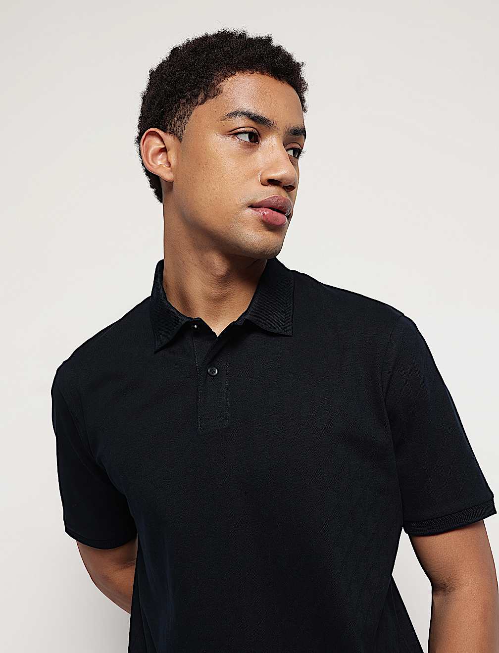 Pure Cotton Textured Polo Neck T-Shirt