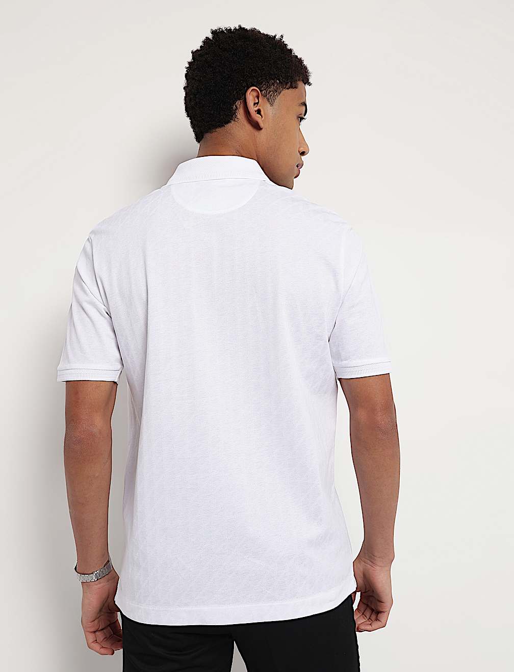 Pure Cotton Textured Polo Neck T-Shirt
