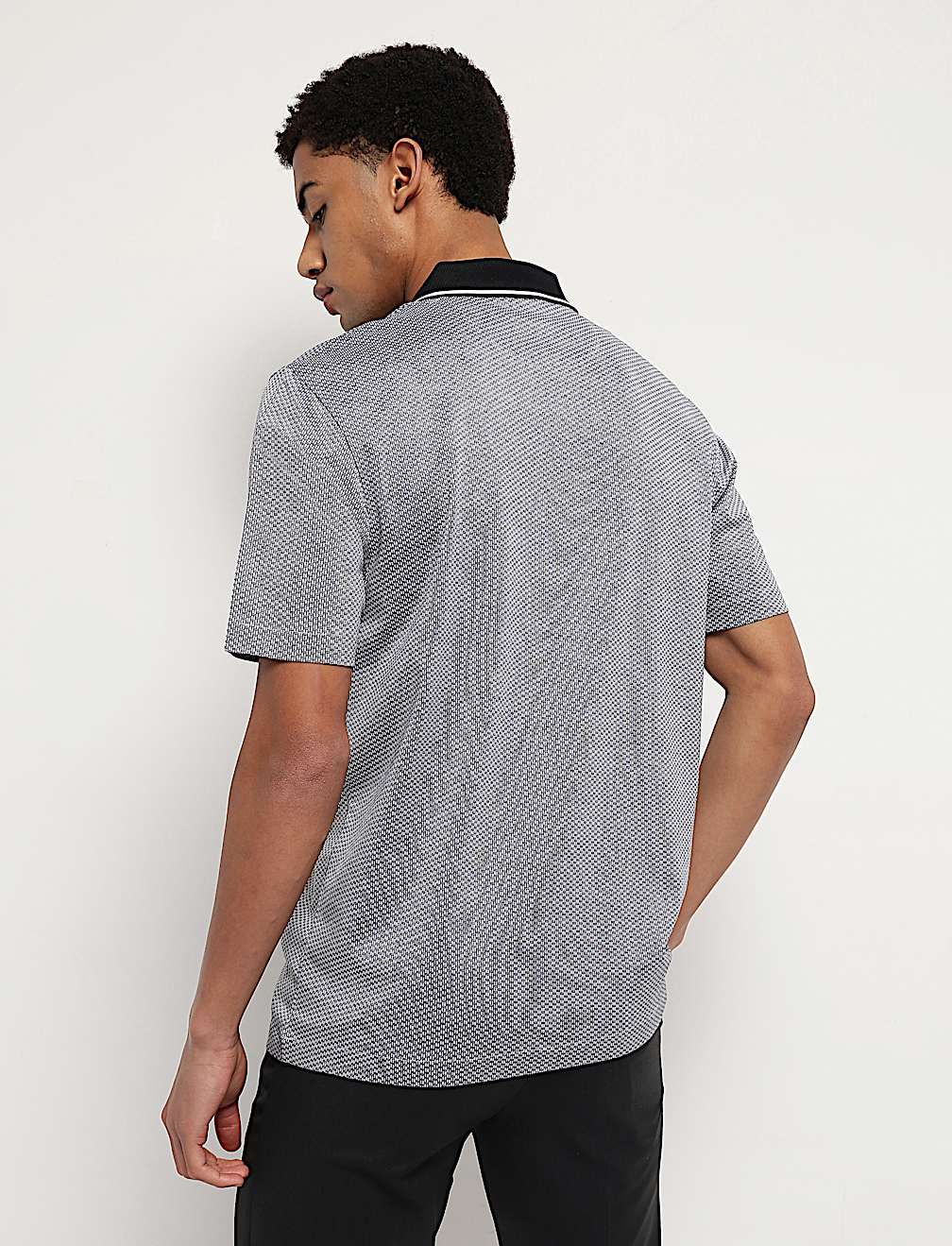 Pure Cotton Geometric Polo Neck T-Shirt