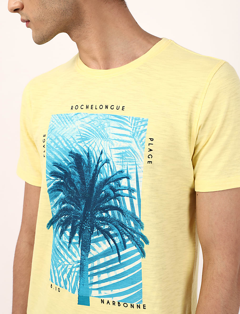 Cotton Slub Tee with Palm Tree Print