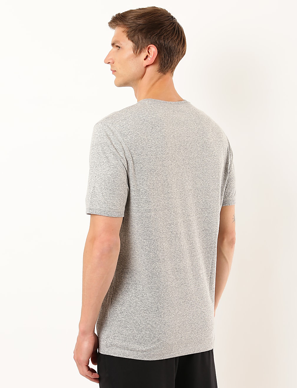 Cotton Mix Plain Round Neck T-Shirt