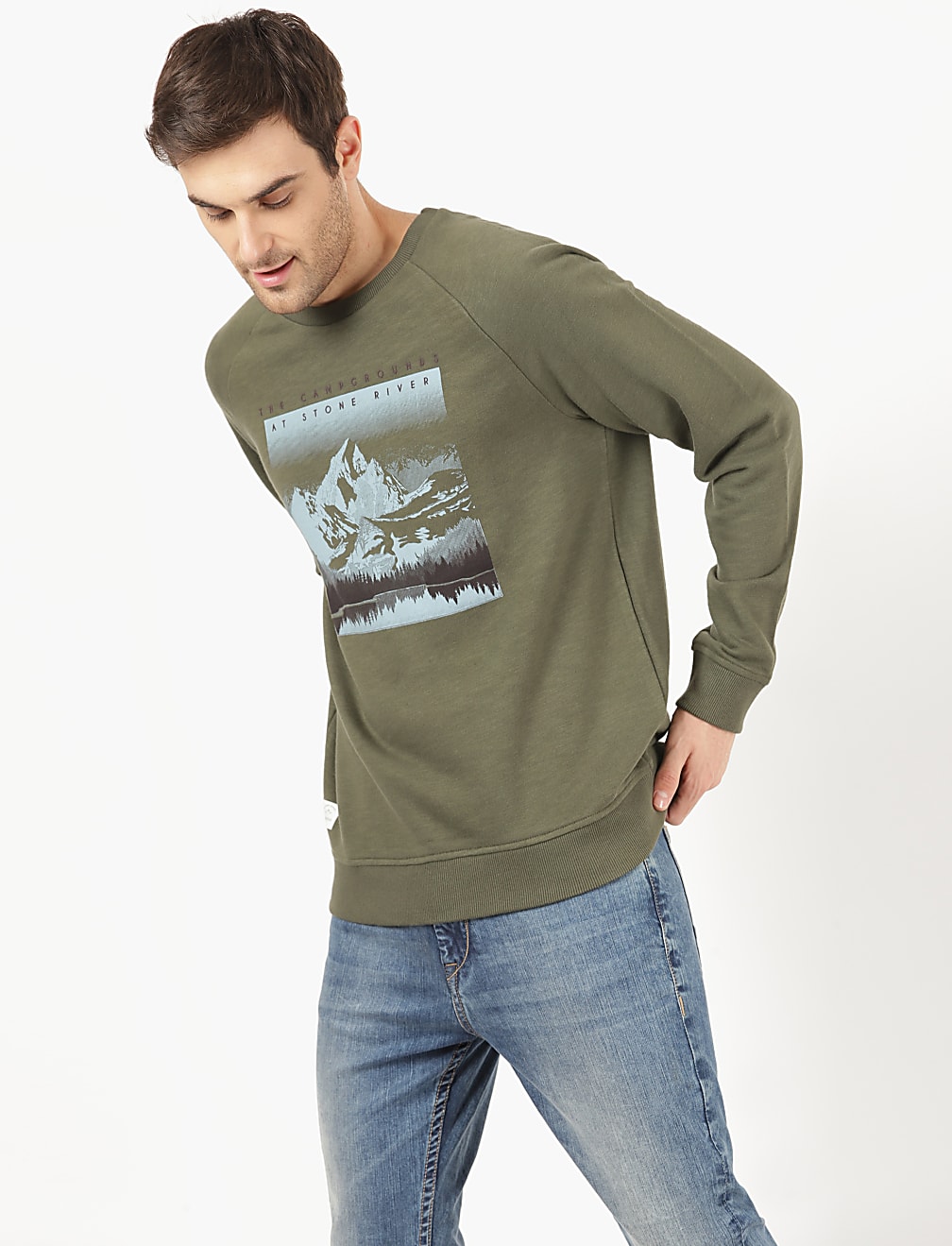 Chest Print Cotton Sweatshirt