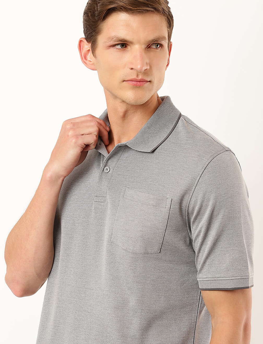 Modal Mix Plain Collar Neck T-Shirt