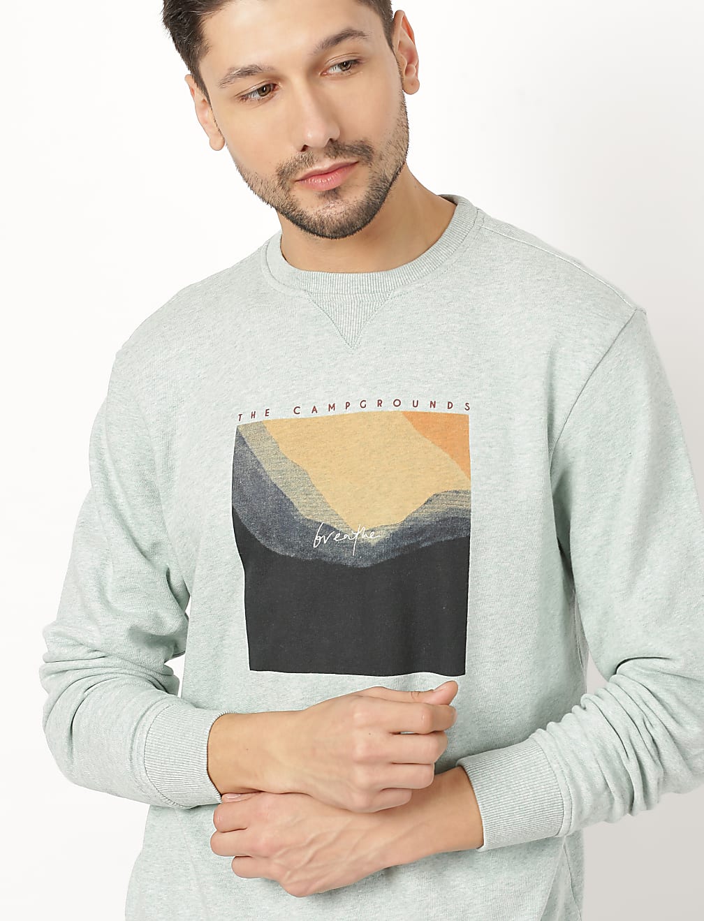 Cotton Mix Printed Round Neck Sweatshirt