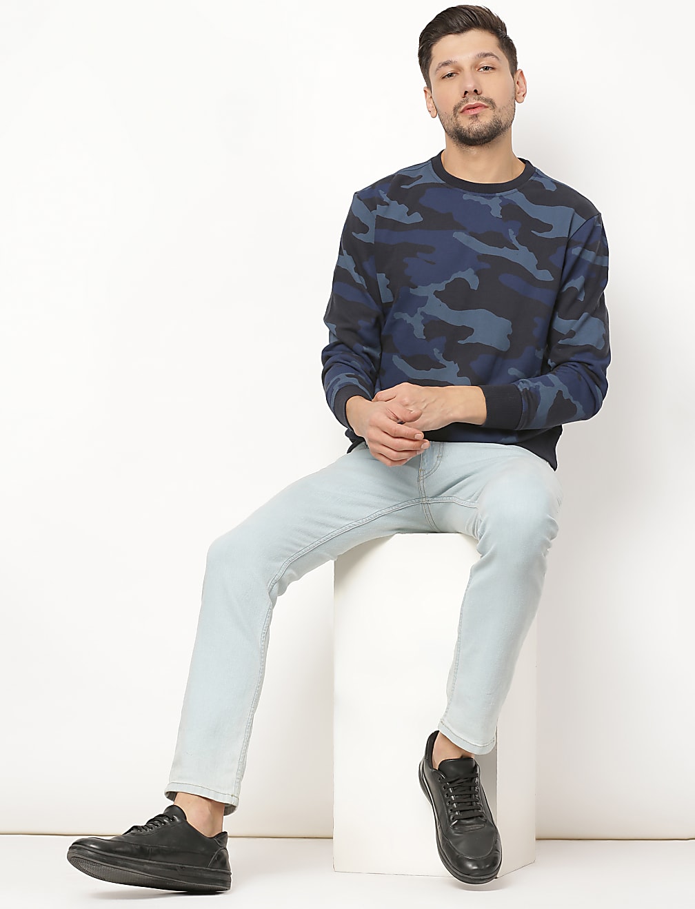 Cotton Mix Printed Round Neck Sweatshirt