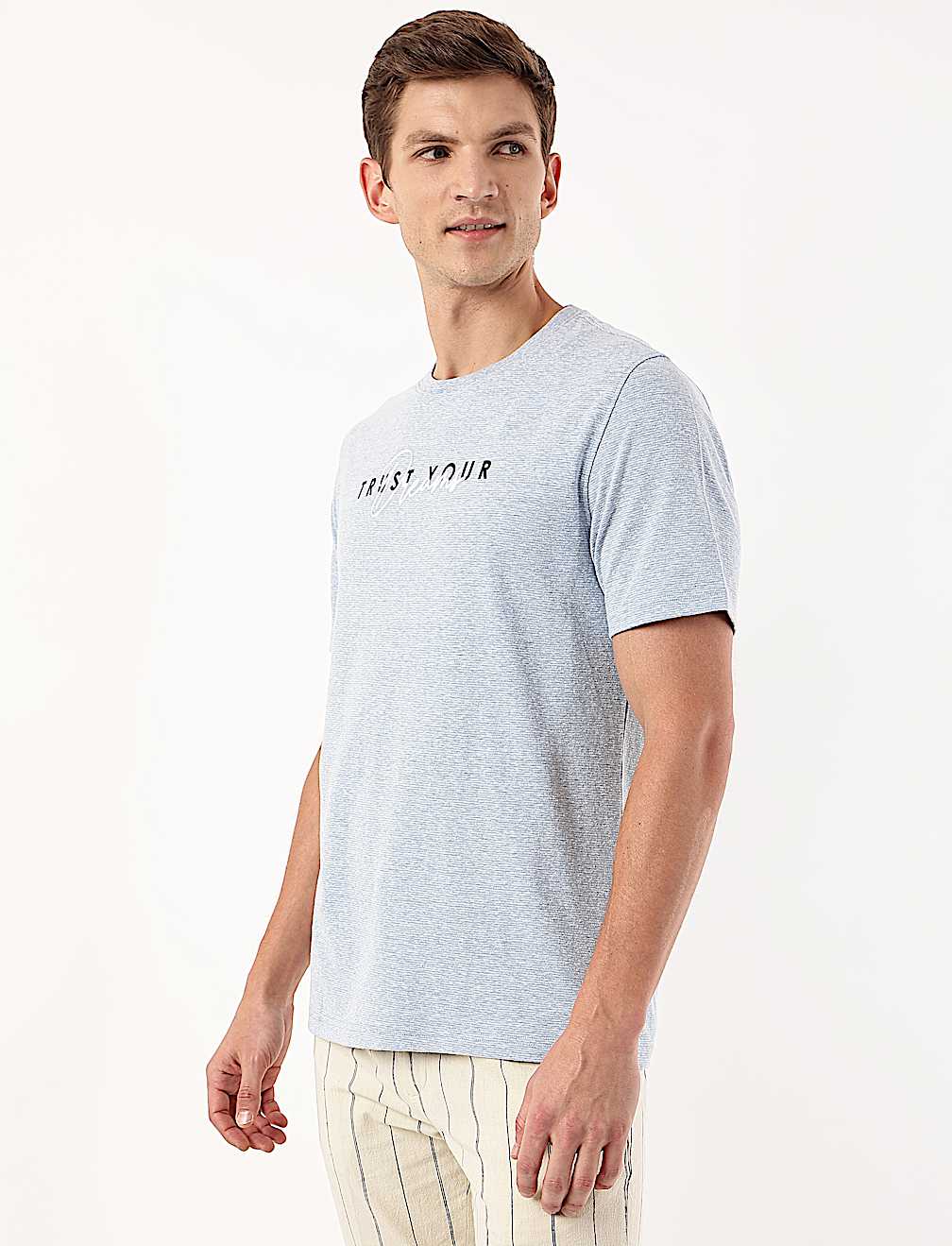 Cotton Mix Printed Crew Neck Tshirt