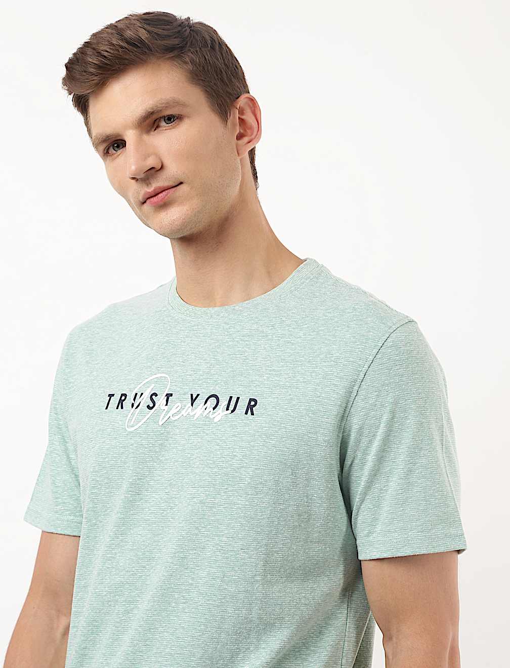 Cotton Mix Printed Crew Neck Tshirt