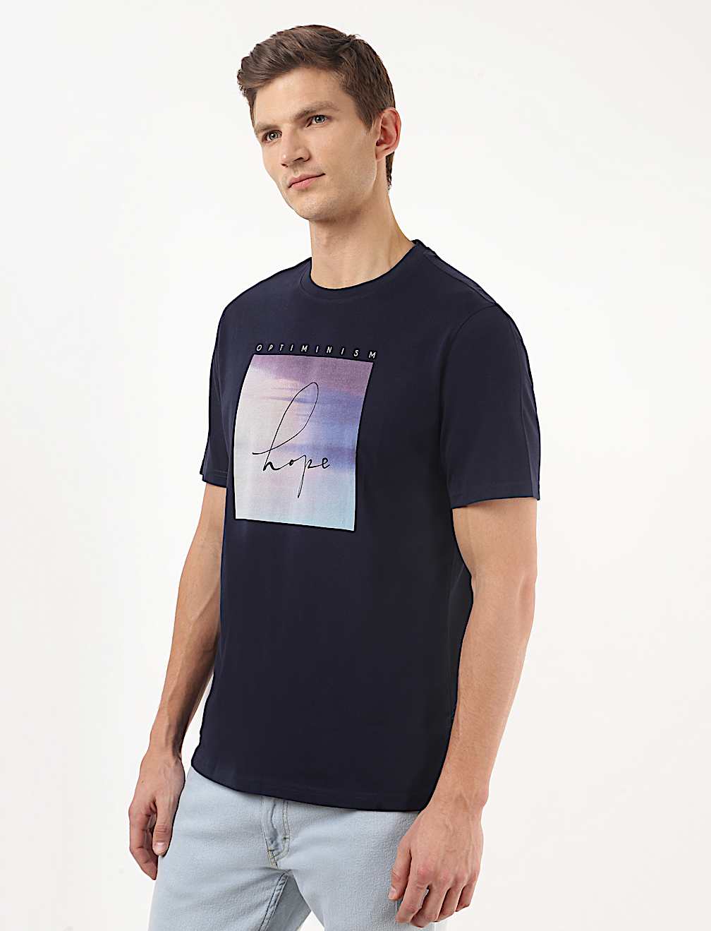 Pure Cotton Printed Crew Neck Tshirt