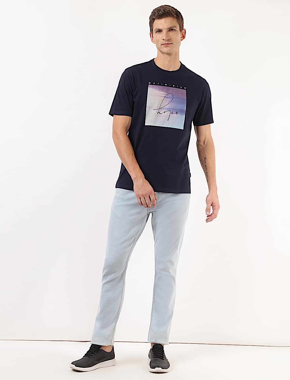 Pure Cotton Printed Crew Neck Tshirt