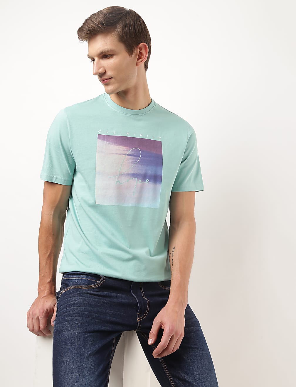 Pure Cotton Printed Crew Neck Tshirt