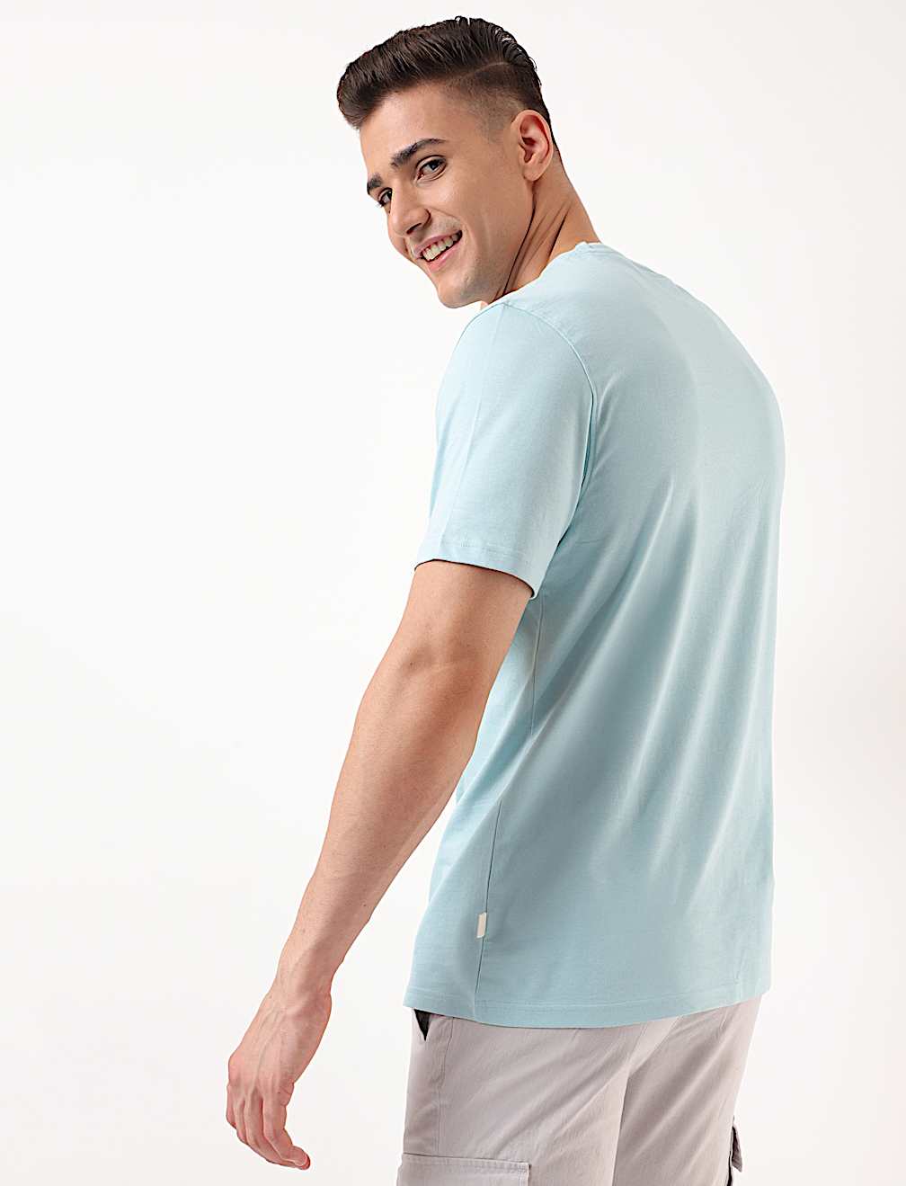 Pure Cotton Plain Crew Neck T-shirt