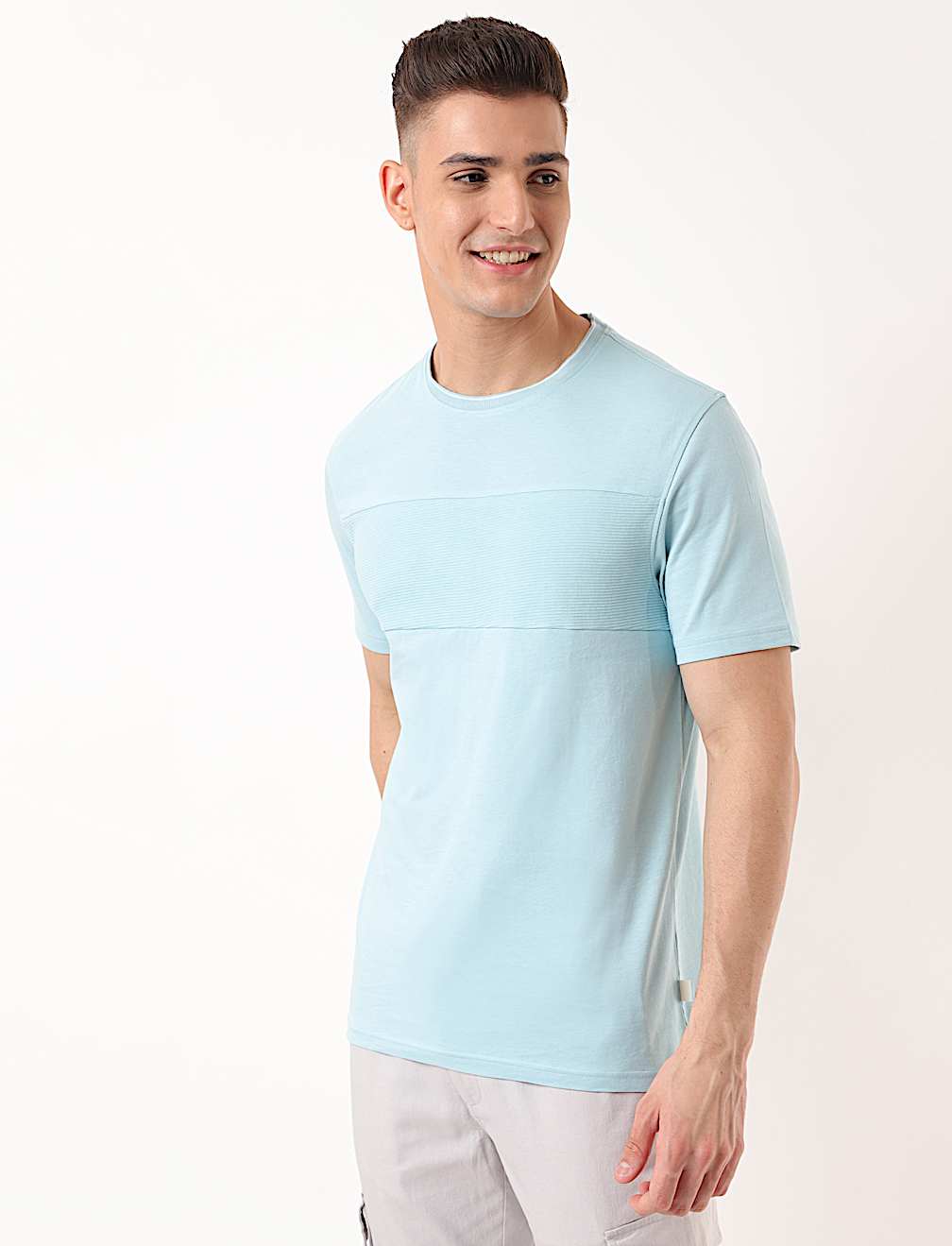 Pure Cotton Plain Crew Neck T-shirt