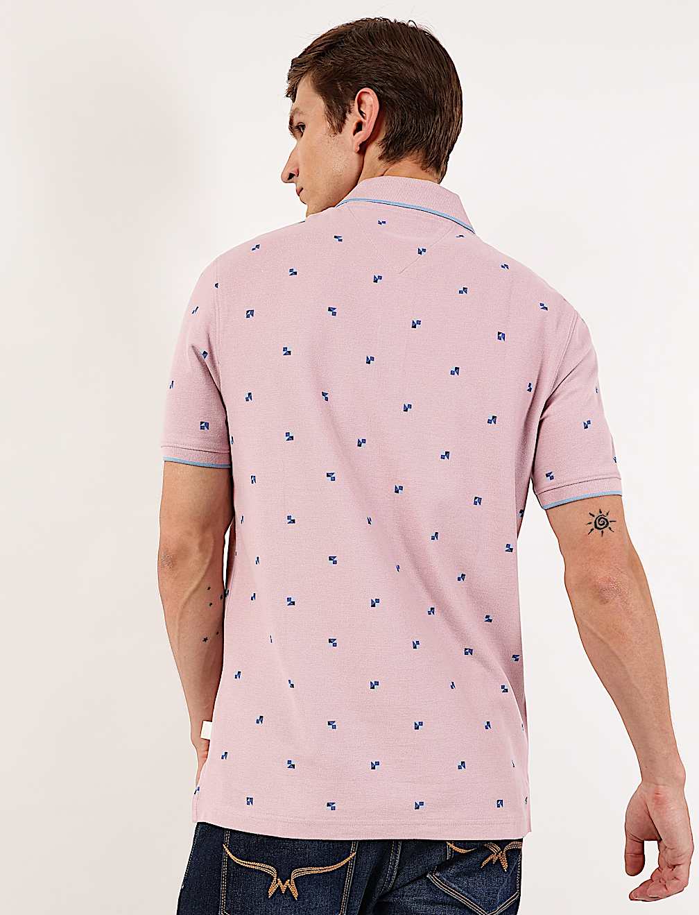 Pure Cotton Printed Polo Collar Polo Tshirt