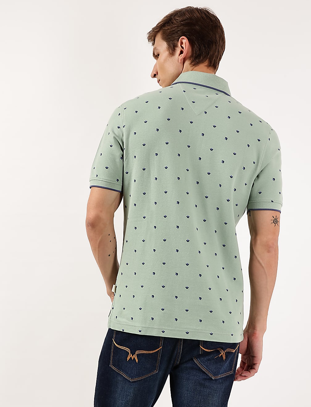 Pure Cotton Printed Polo Collar Polo Tshirt