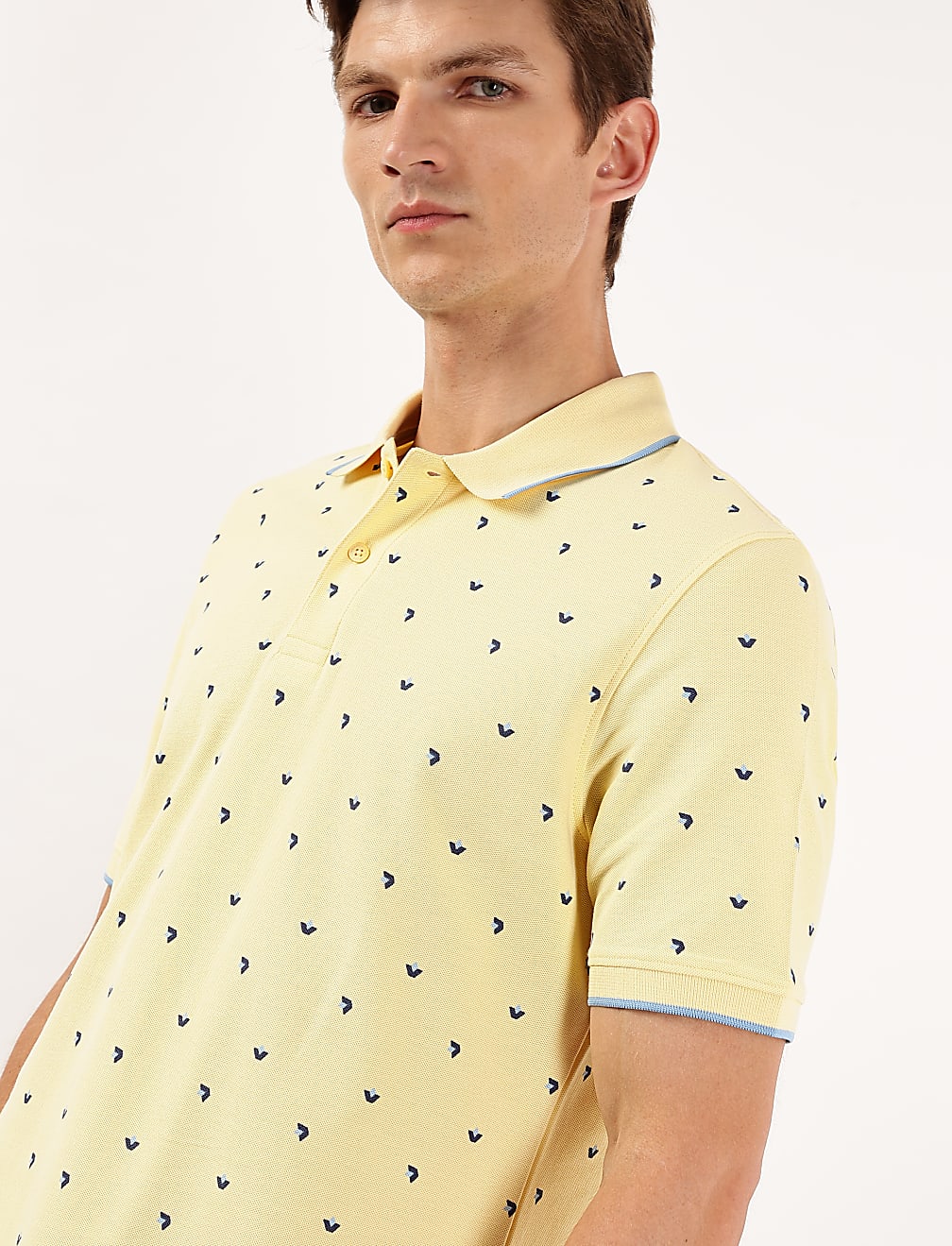 Pure Cotton Printed Polo Collar Polo Tshirt