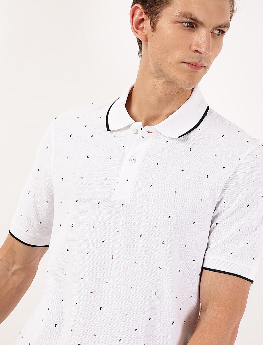 Pure Cotton Printed Polo Collar Polo Tshirt