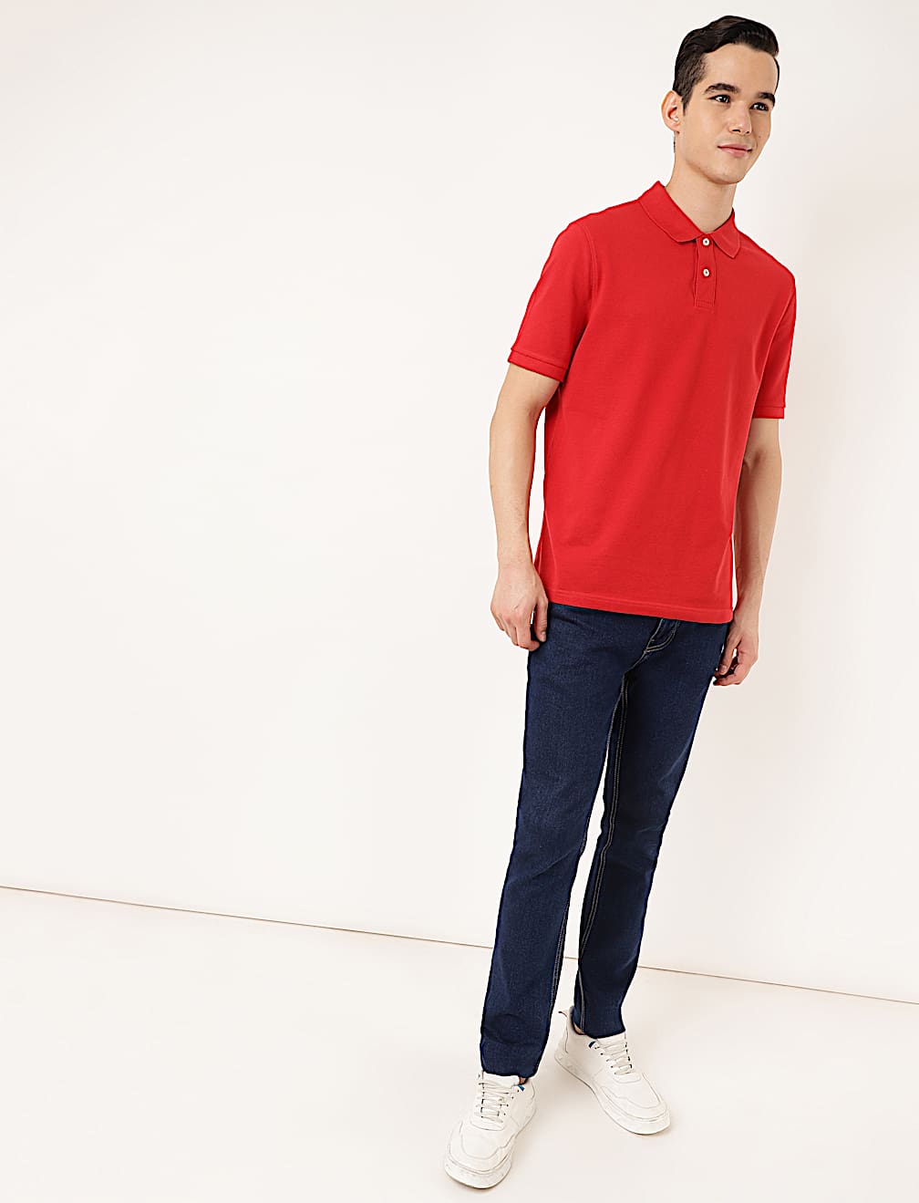 Pure Cotton Textured Polo Collar T-shirt
