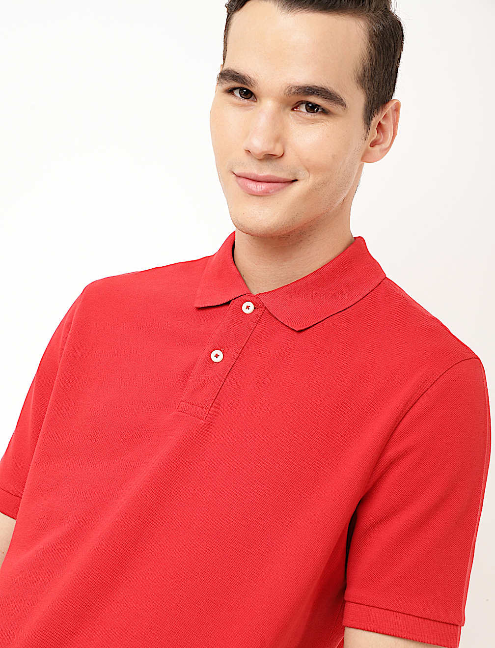 Pure Cotton Textured Polo Collar T-shirt