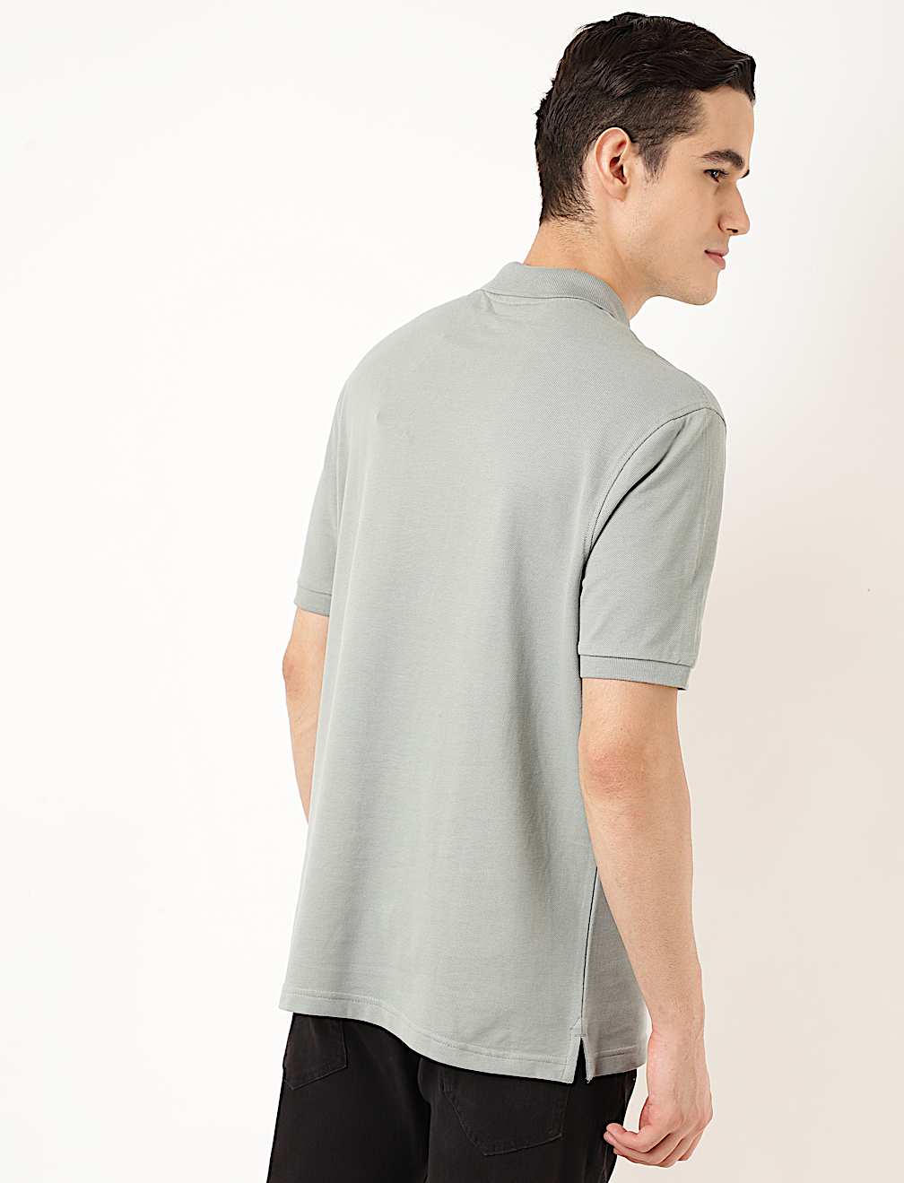 Pure Cotton Textured Polo Collar T-shirt