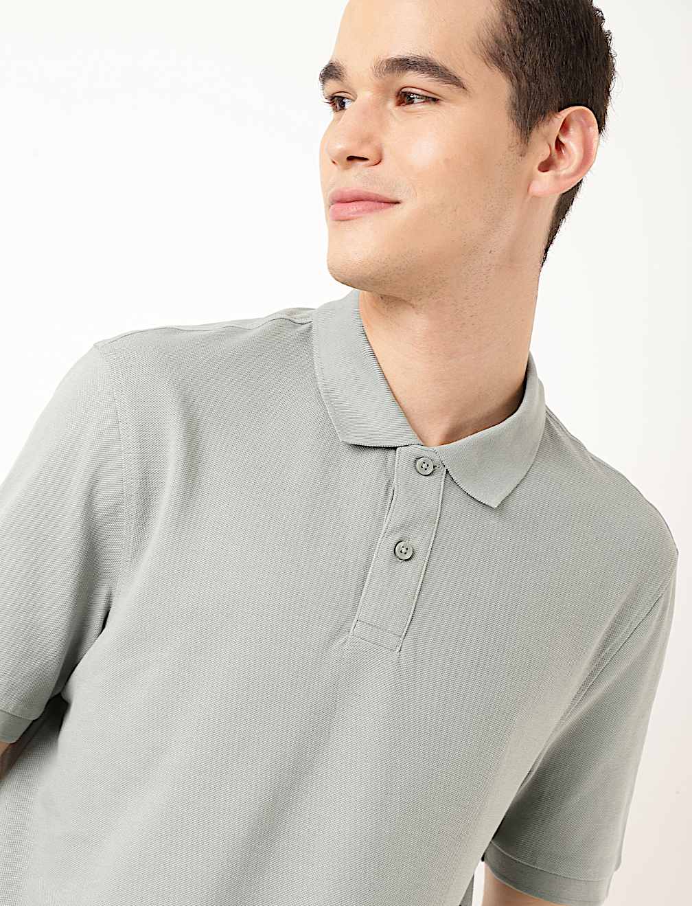 Pure Cotton Textured Polo Collar T-shirt