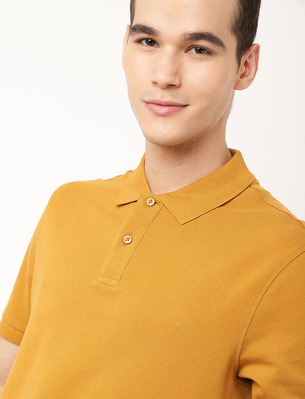 Pure Cotton Textured Polo Collar T-shirt