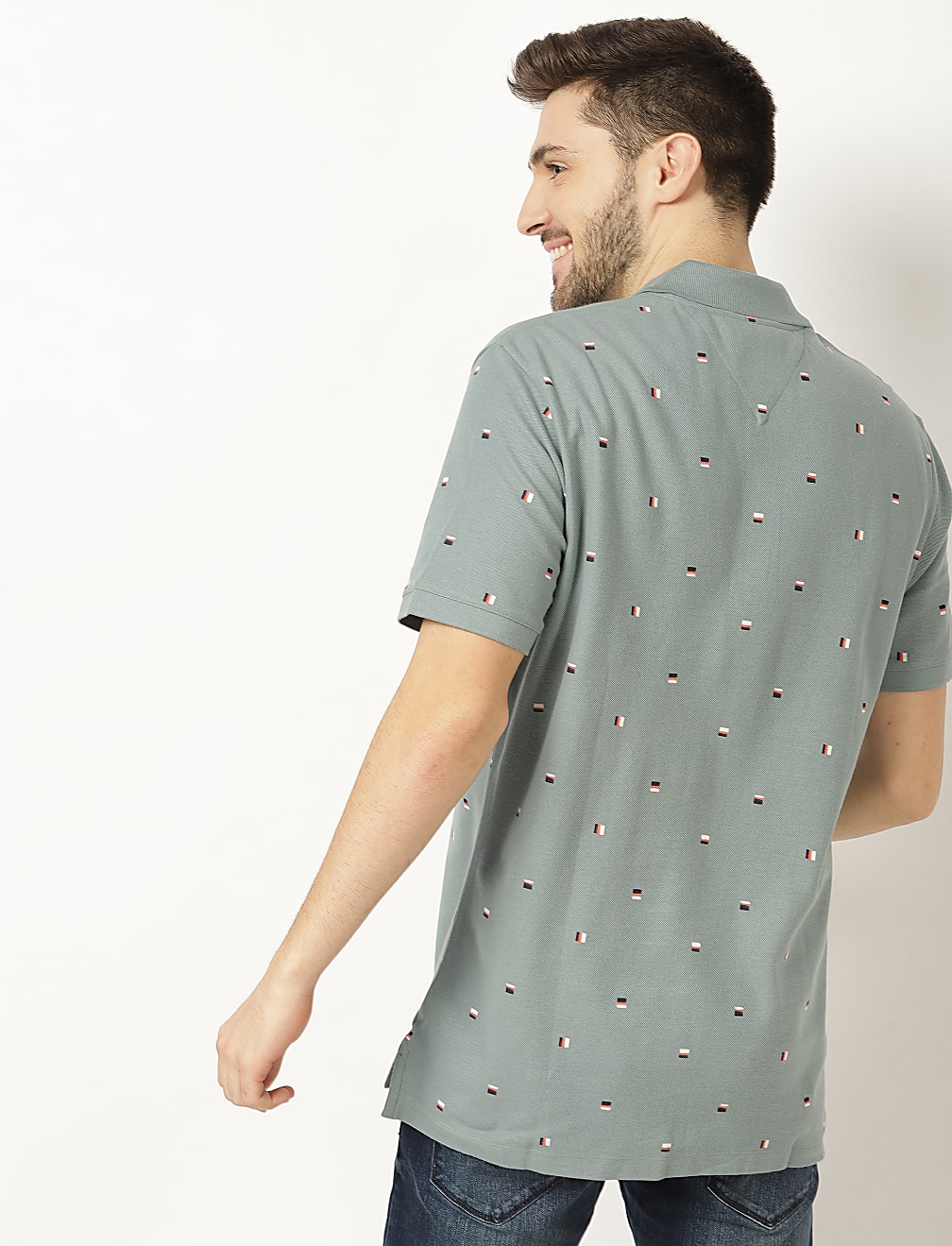 Pure Cotton Printed Polo Neck T-Shirt