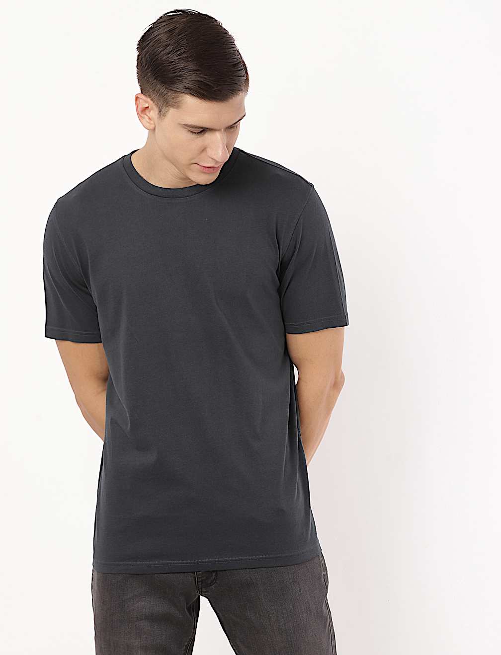 Pure Cotton Plain Round Neck T-Shirt