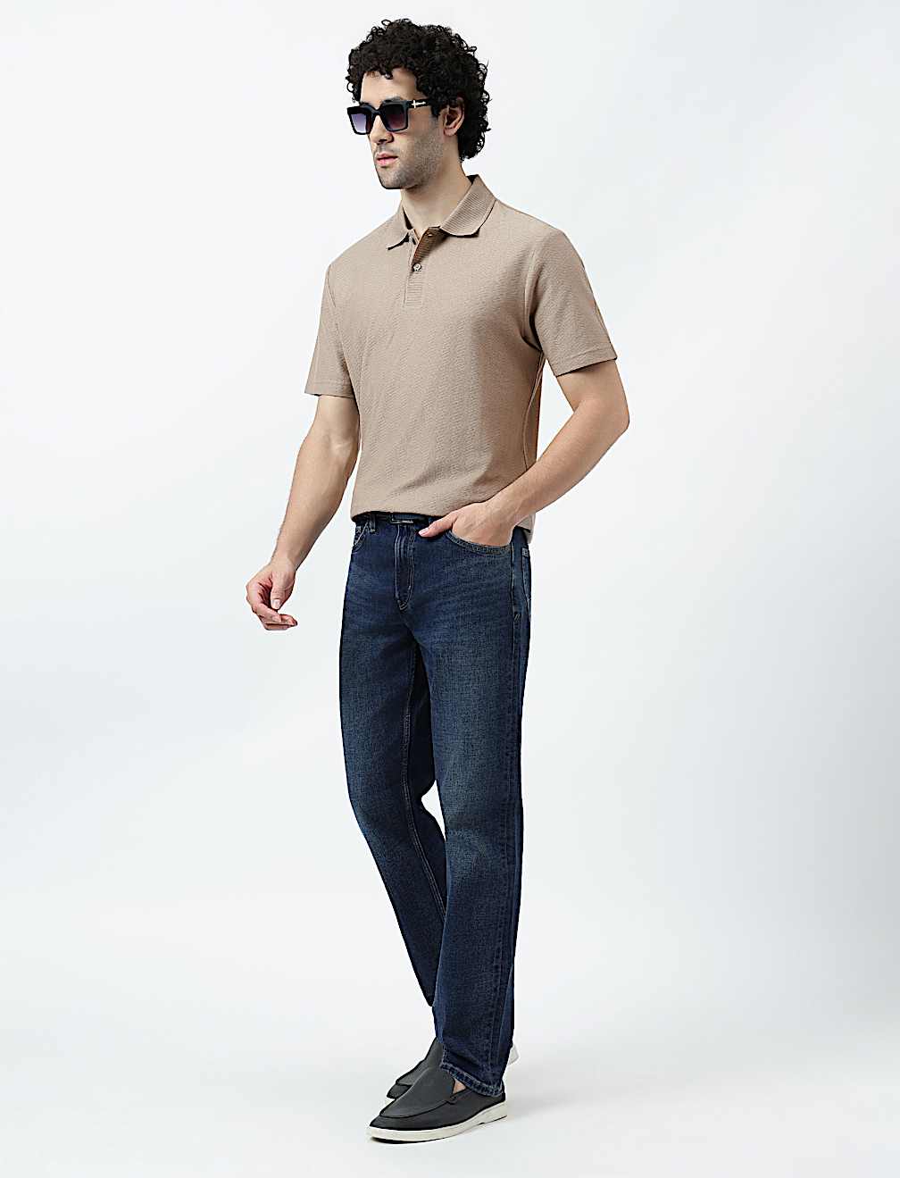 Pure Cotton Knitted Textured Polo T-Shirt