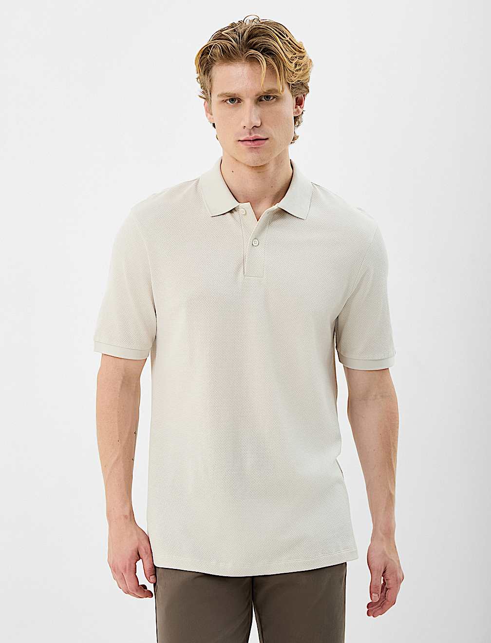 Short Sleeve Popcorn Textured Polo T-Shirt