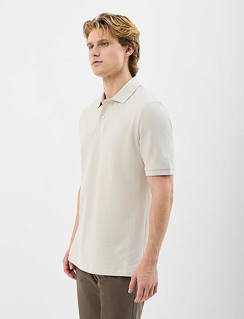 Short Sleeve Popcorn Textured Polo T-Shirt