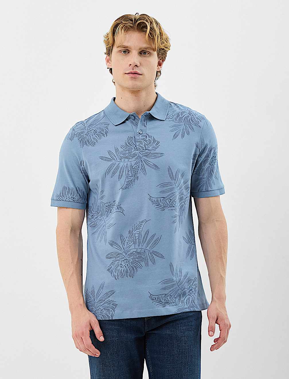 Cotton Printed Collar Polo