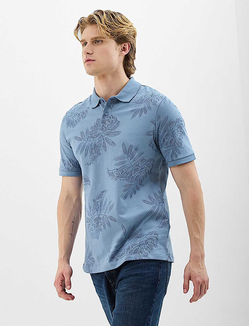 Cotton Printed Collar Polo