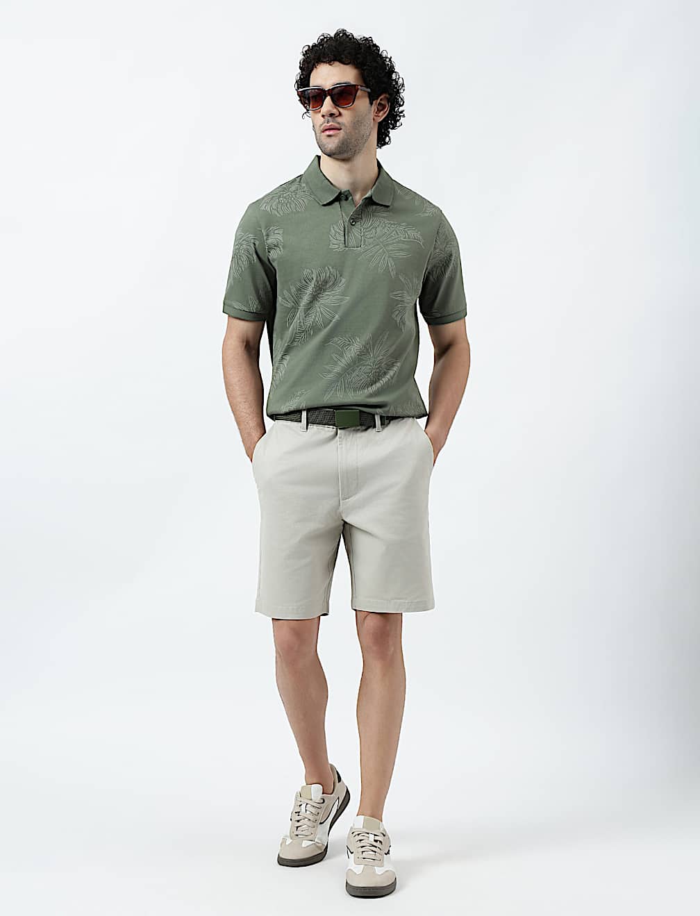 Pure Cotton Tropical Print Polo Shirt