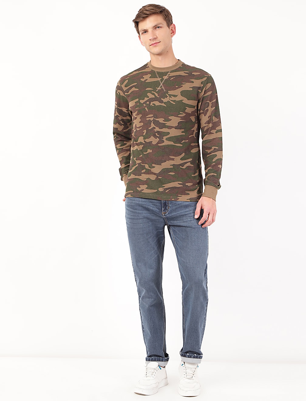 Pure Cotton Printed Round Neck Sweatshirt