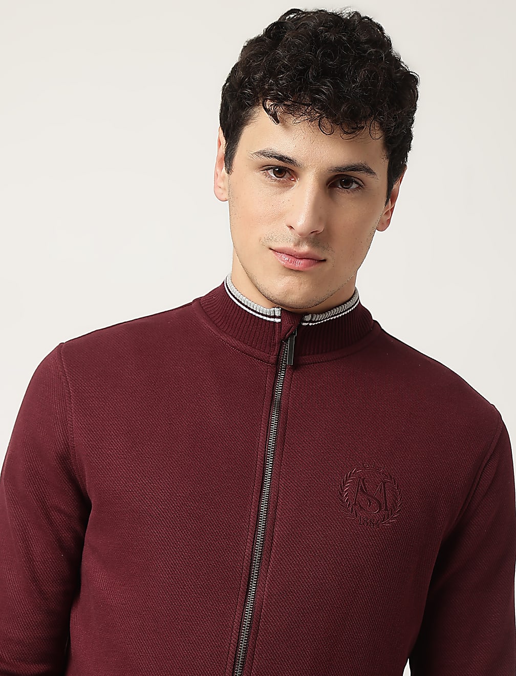 Cotton Mix Embroidered Collar Neck Jacket