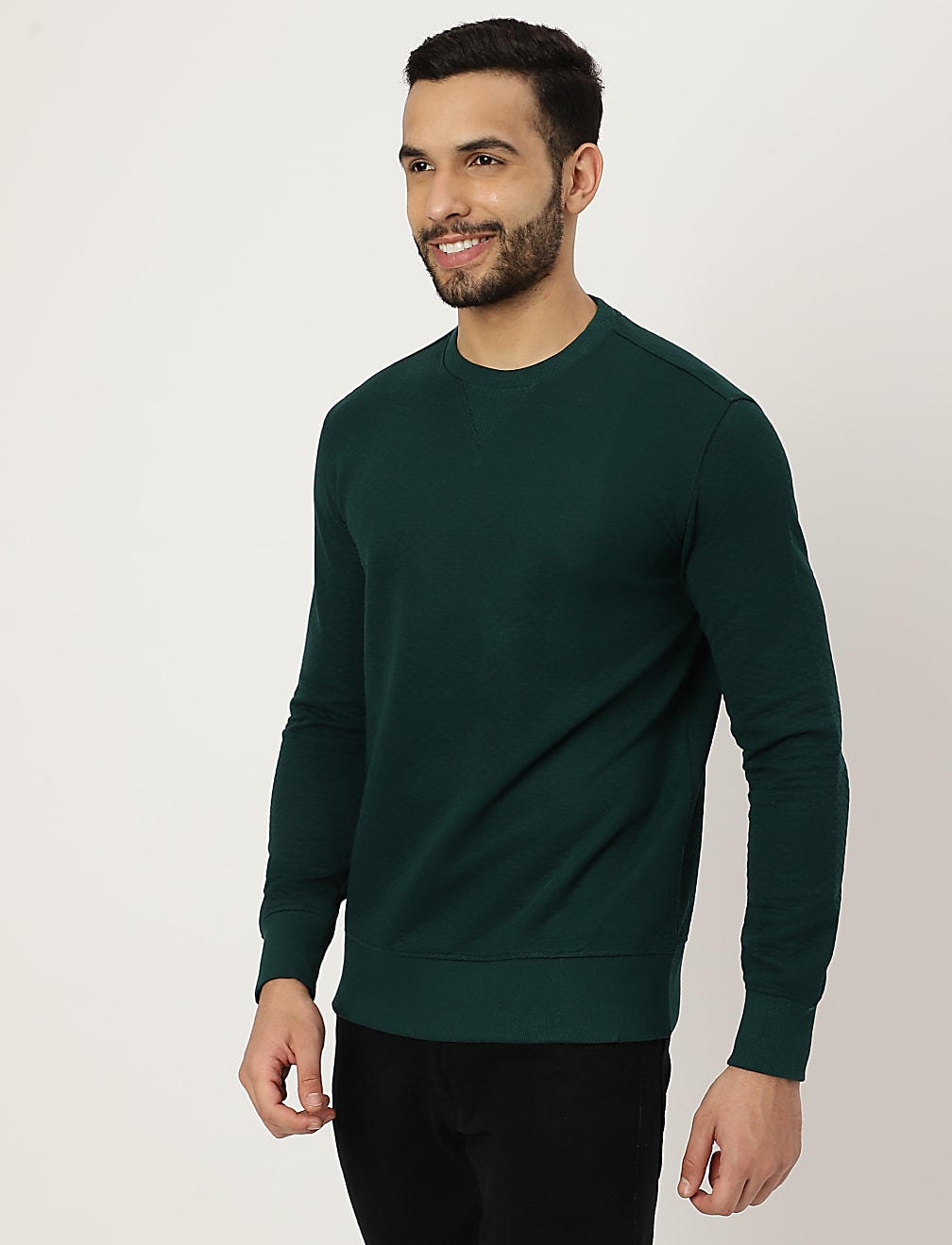 Round Neck Solid Sweatshirt