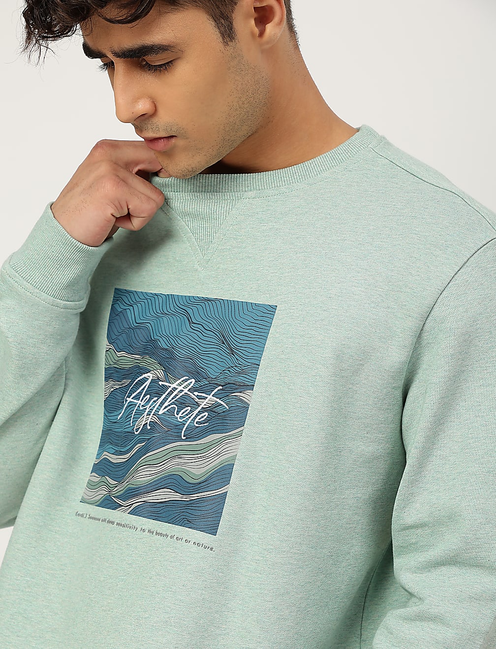 Pure Cotton Printed Crew Neck Sweatshirt