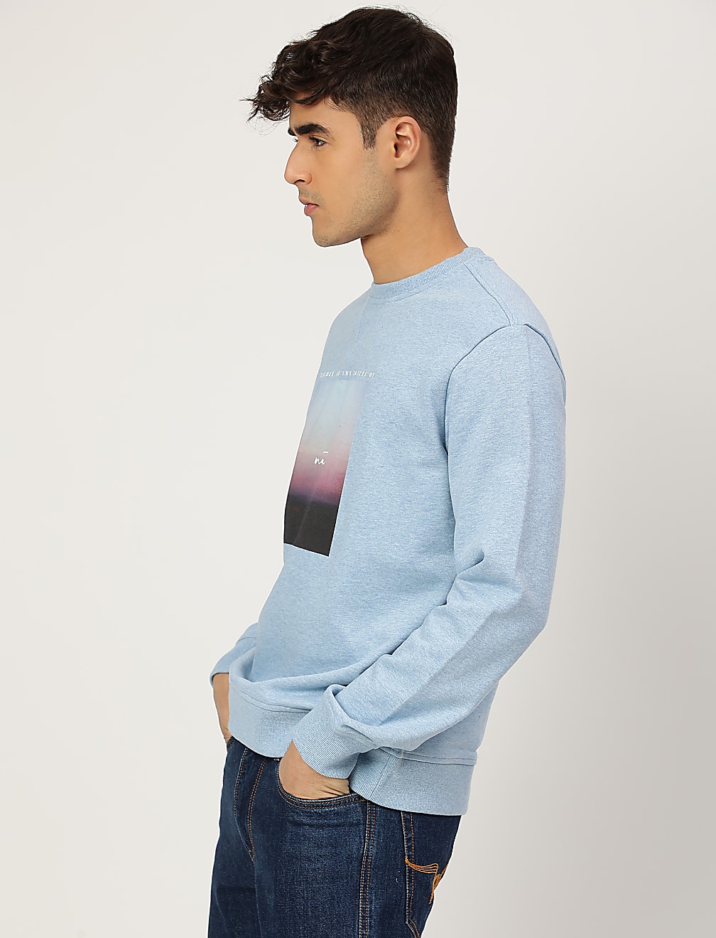 Pure Cotton Printed Crew Neck Sweatshirt