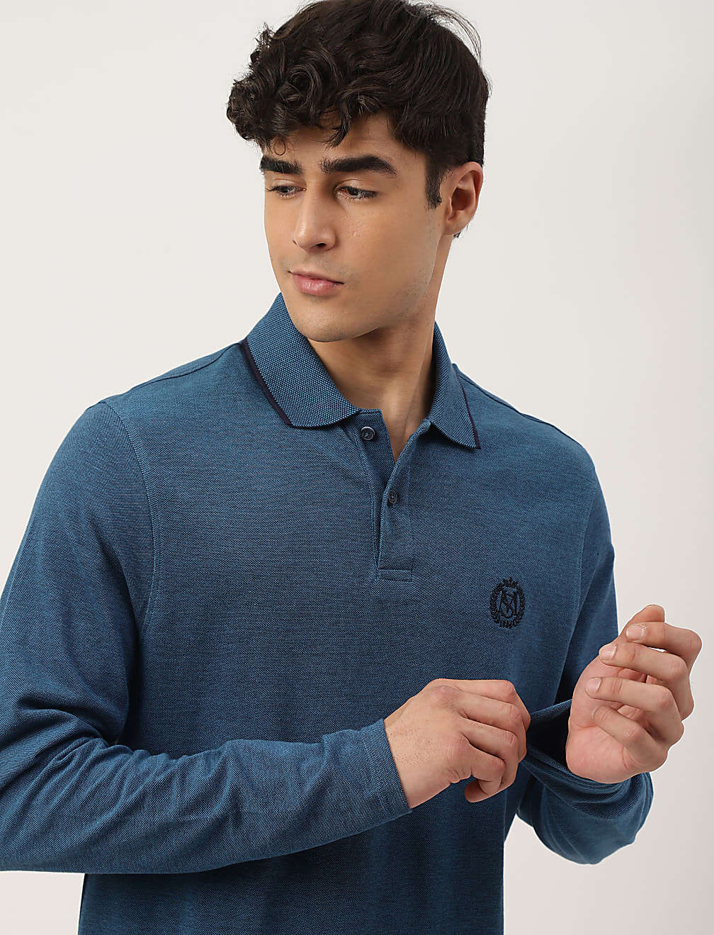 Pure Cotton Textured Polo Collar T-shirt