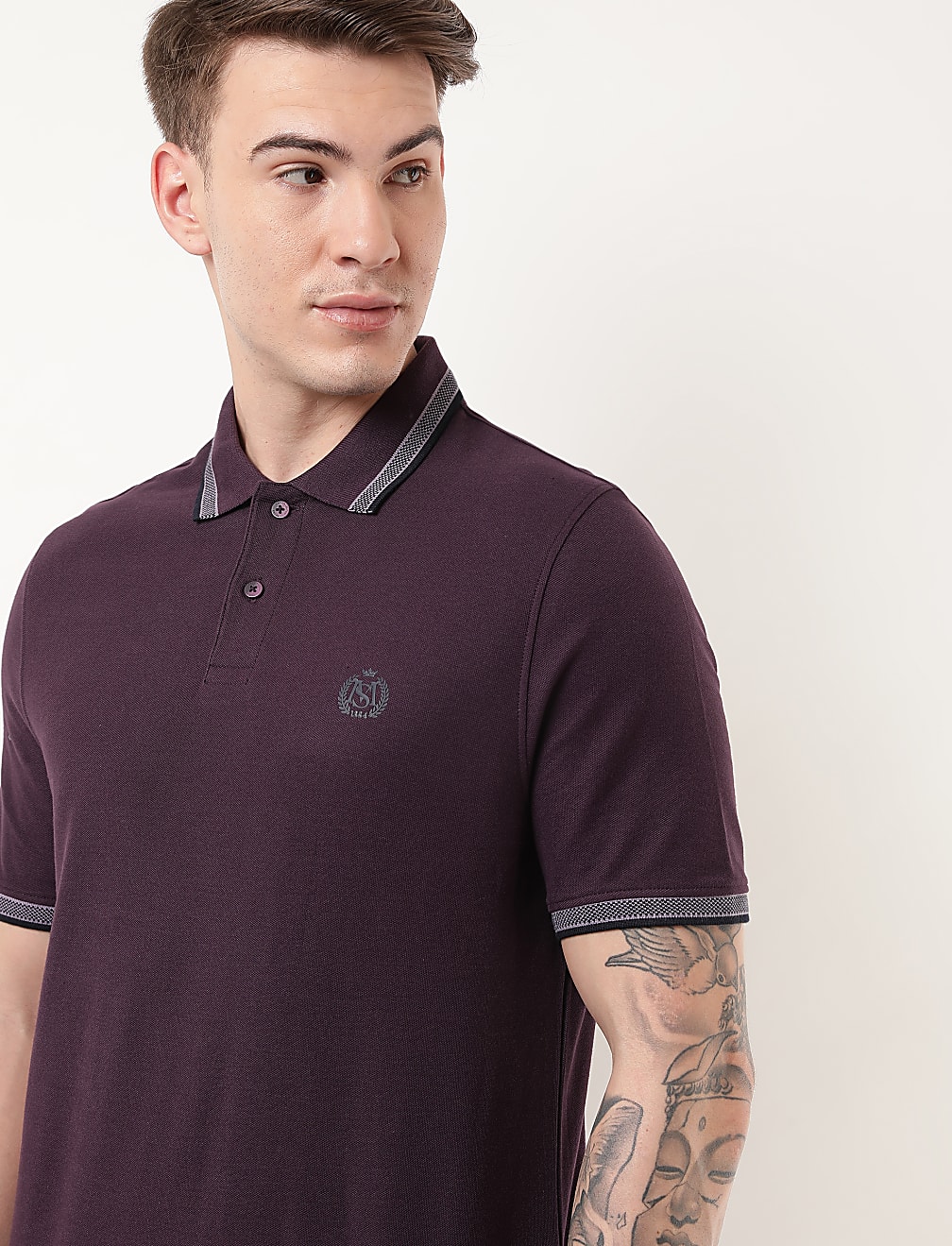 Pure Cotton Logo Polo Collar T-shirt