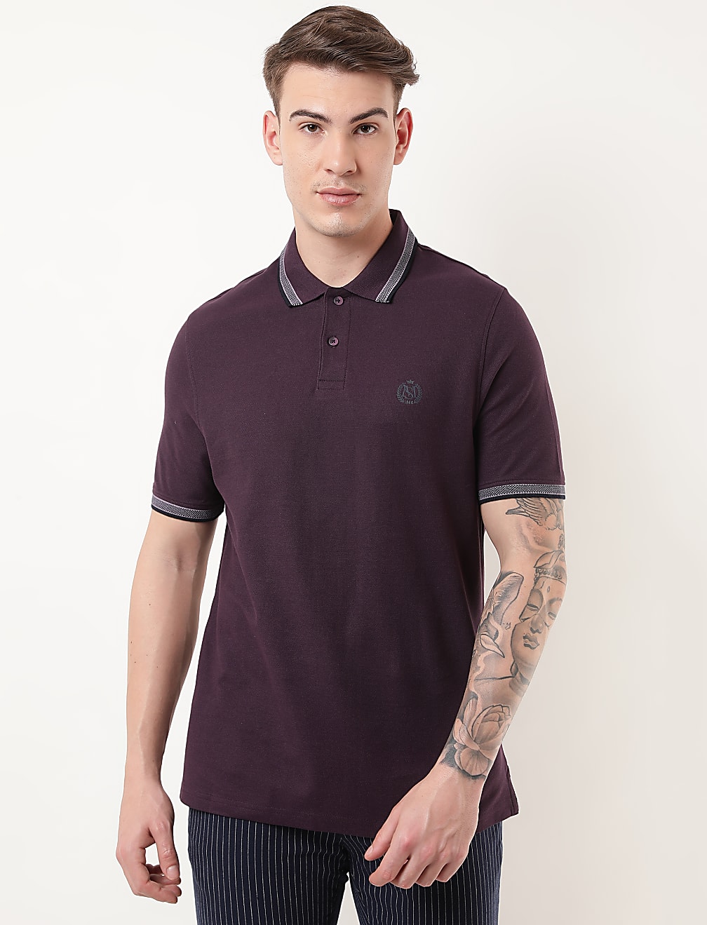 Pure Cotton Logo Polo Collar T-shirt