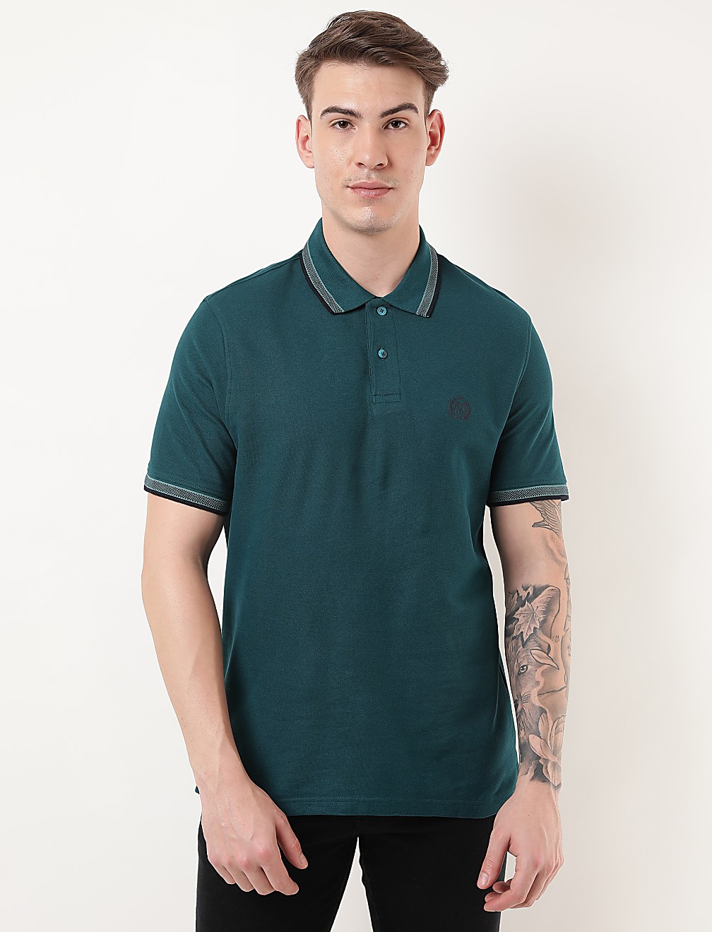 Pure Cotton Logo Polo Collar T-shirt