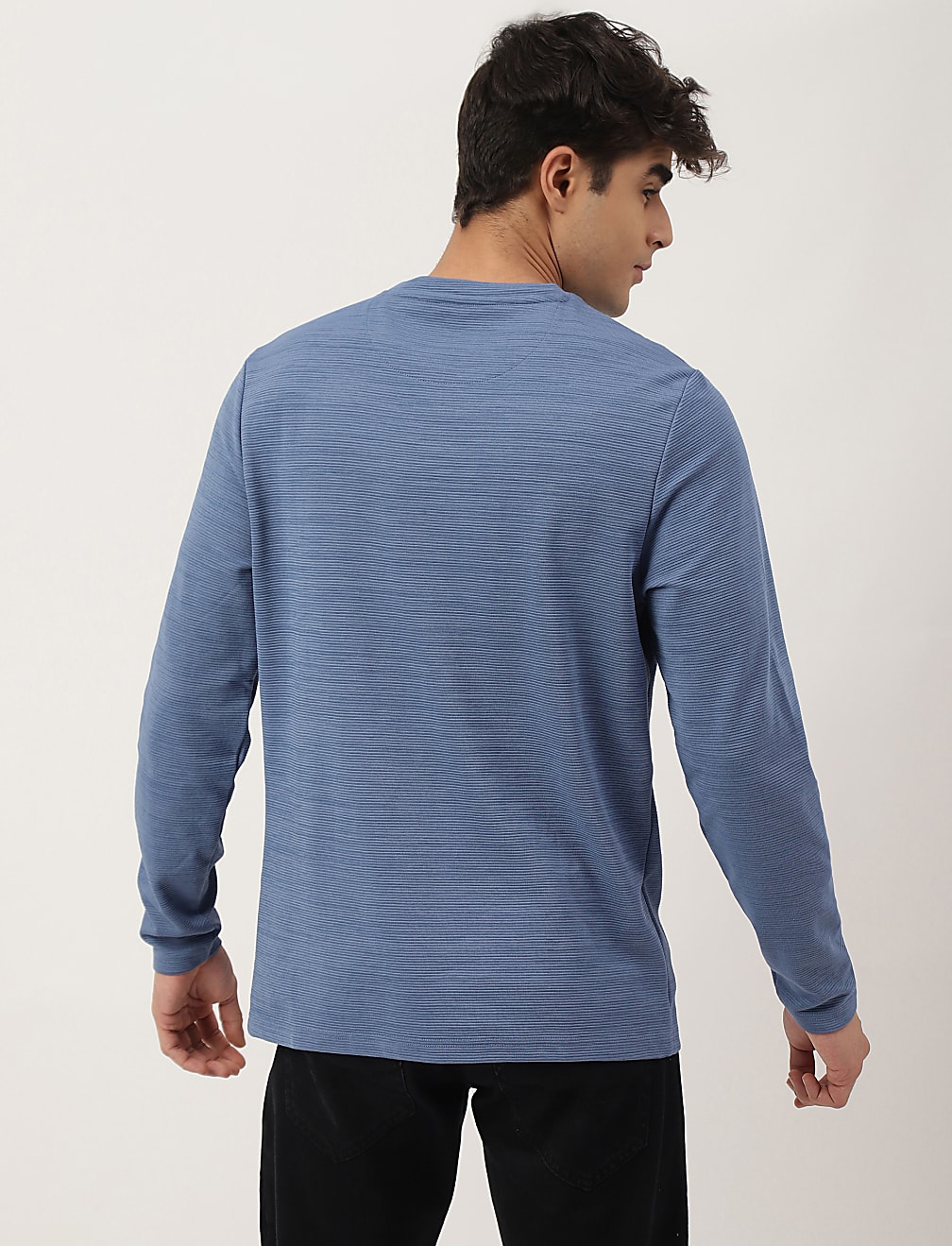 Cotton Mix Ribbed Crew Neck T-shirt