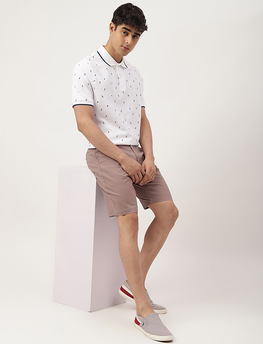 Pure Cotton Printed Polo Collar T-shirt