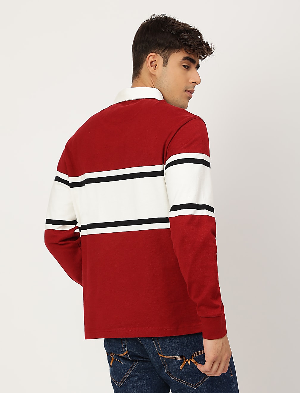 Pure Cotton Colorblock Polo Collar T-shirt