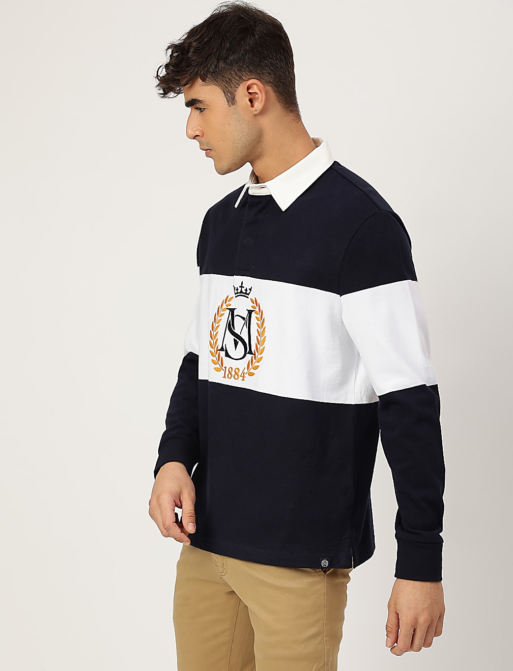 Pure Cotton Embroidered Polo Collar T-shirt