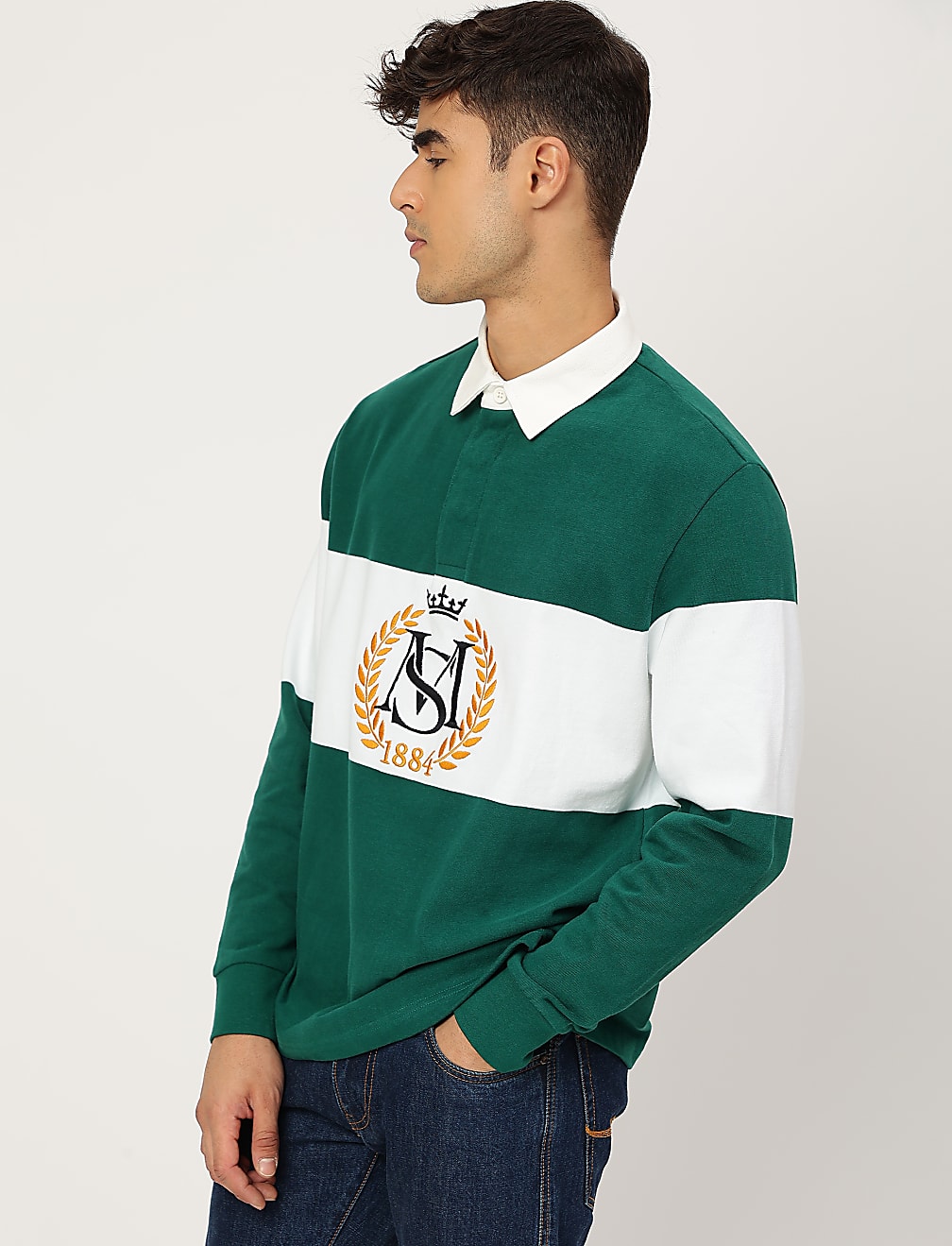 Pure Cotton Embroidered Polo Collar T-shirt