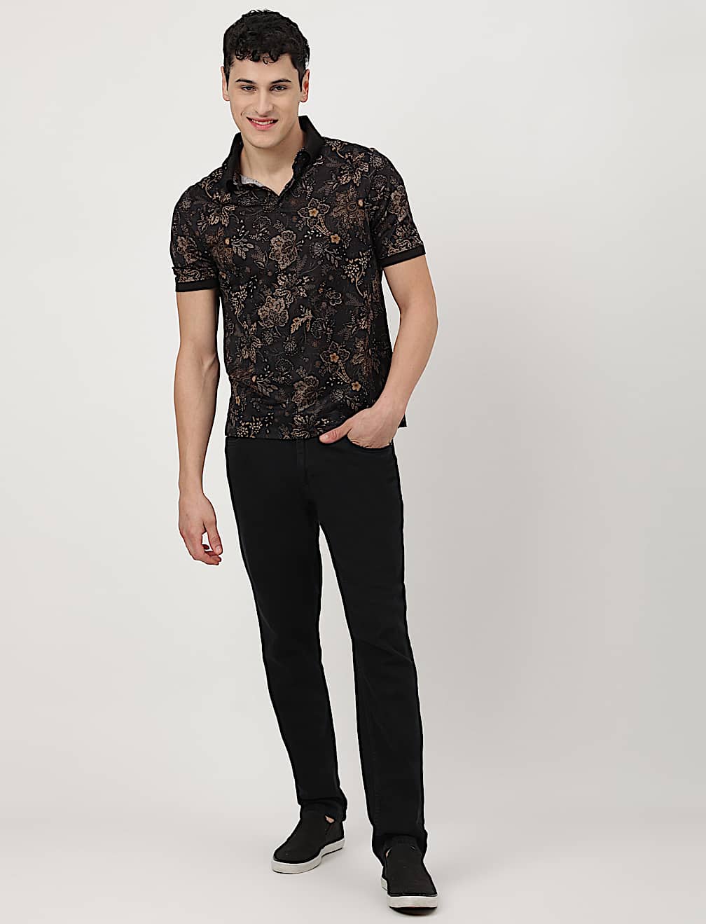 Pure Cotton Printed Polo T-Shirt