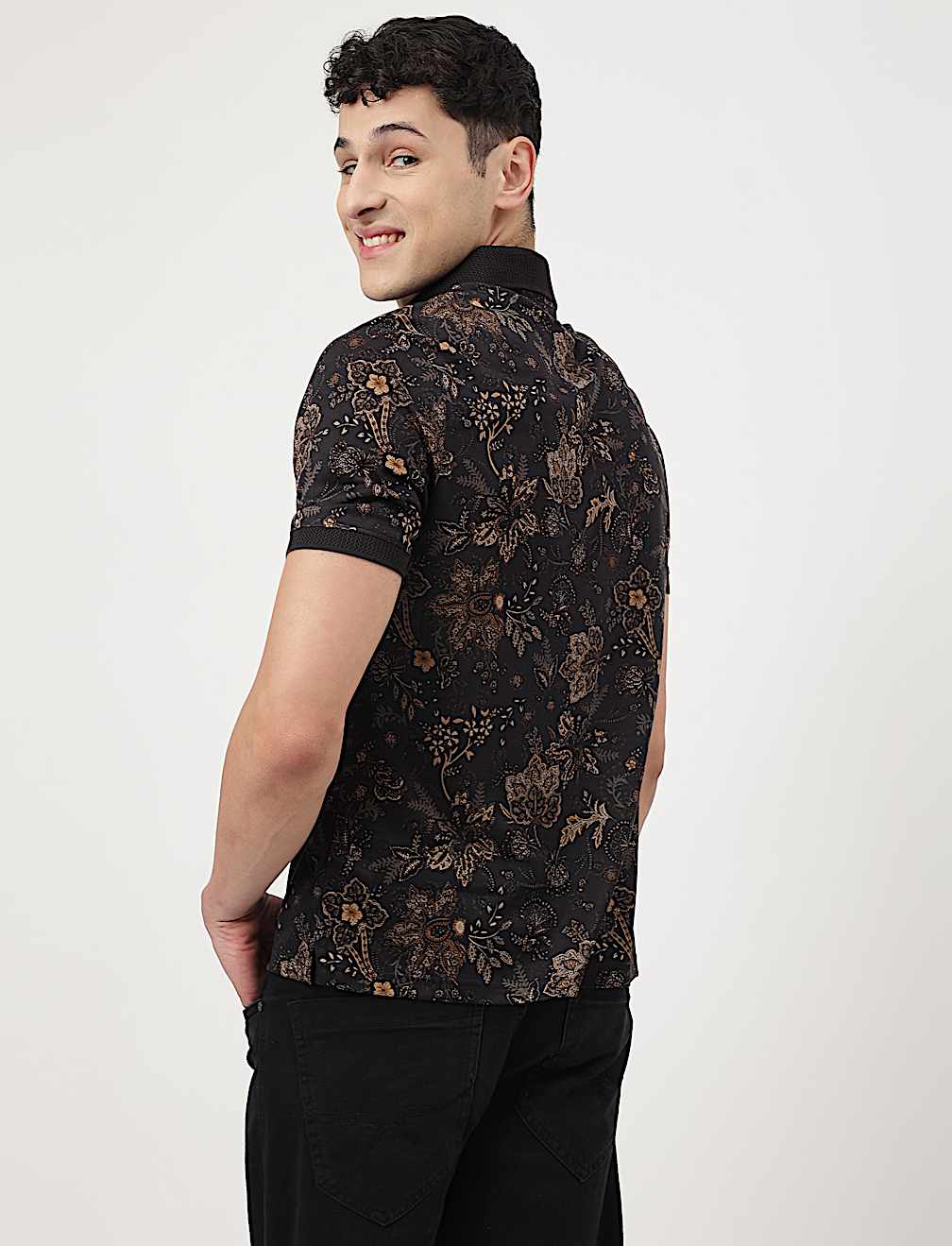 Pure Cotton Printed Polo T-Shirt